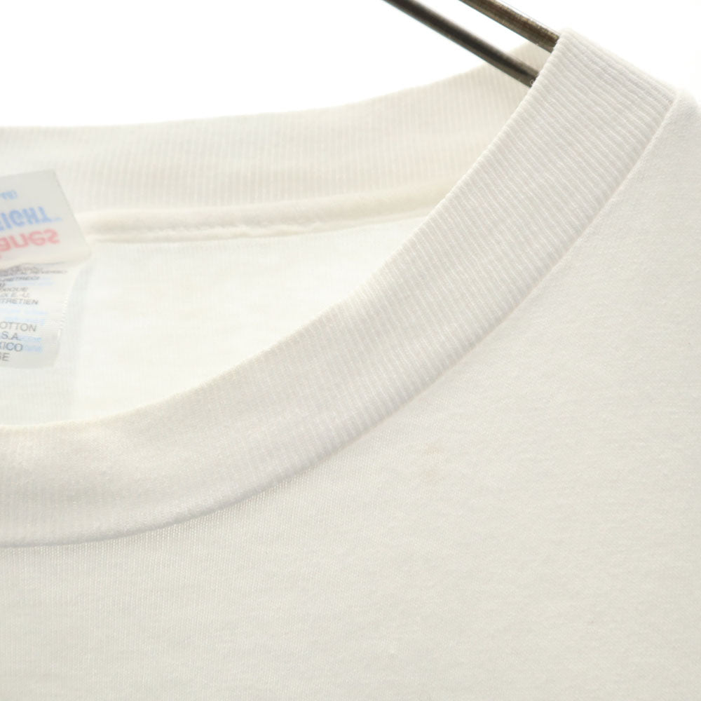 Hanes ヘインズ 90s USA製 プリント 半袖 Tシャツ XL ホワイト系 シングルステッチ オールド メンズ