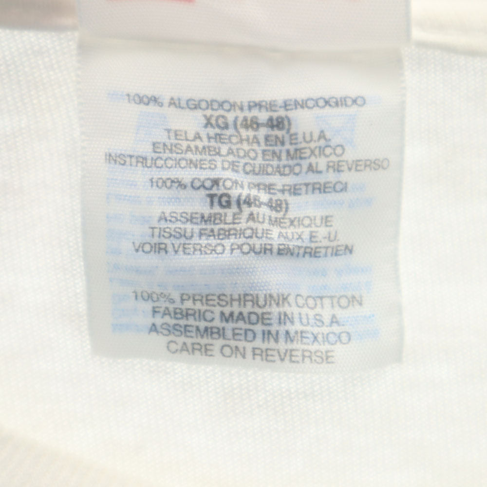 Hanes ヘインズ 90s USA製 プリント 半袖 Tシャツ XL ホワイト系 シングルステッチ オールド メンズ