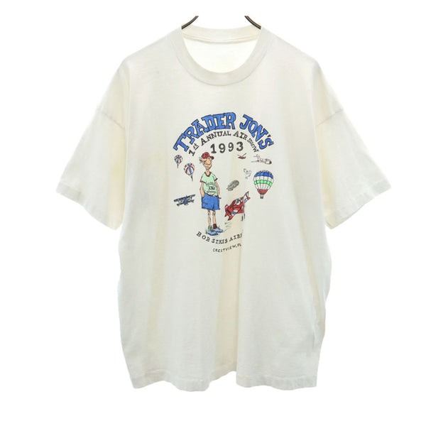 オールド 90s プリント 半袖 Tシャツ ホワイト系 OLD シングルステッチ オールド メンズ