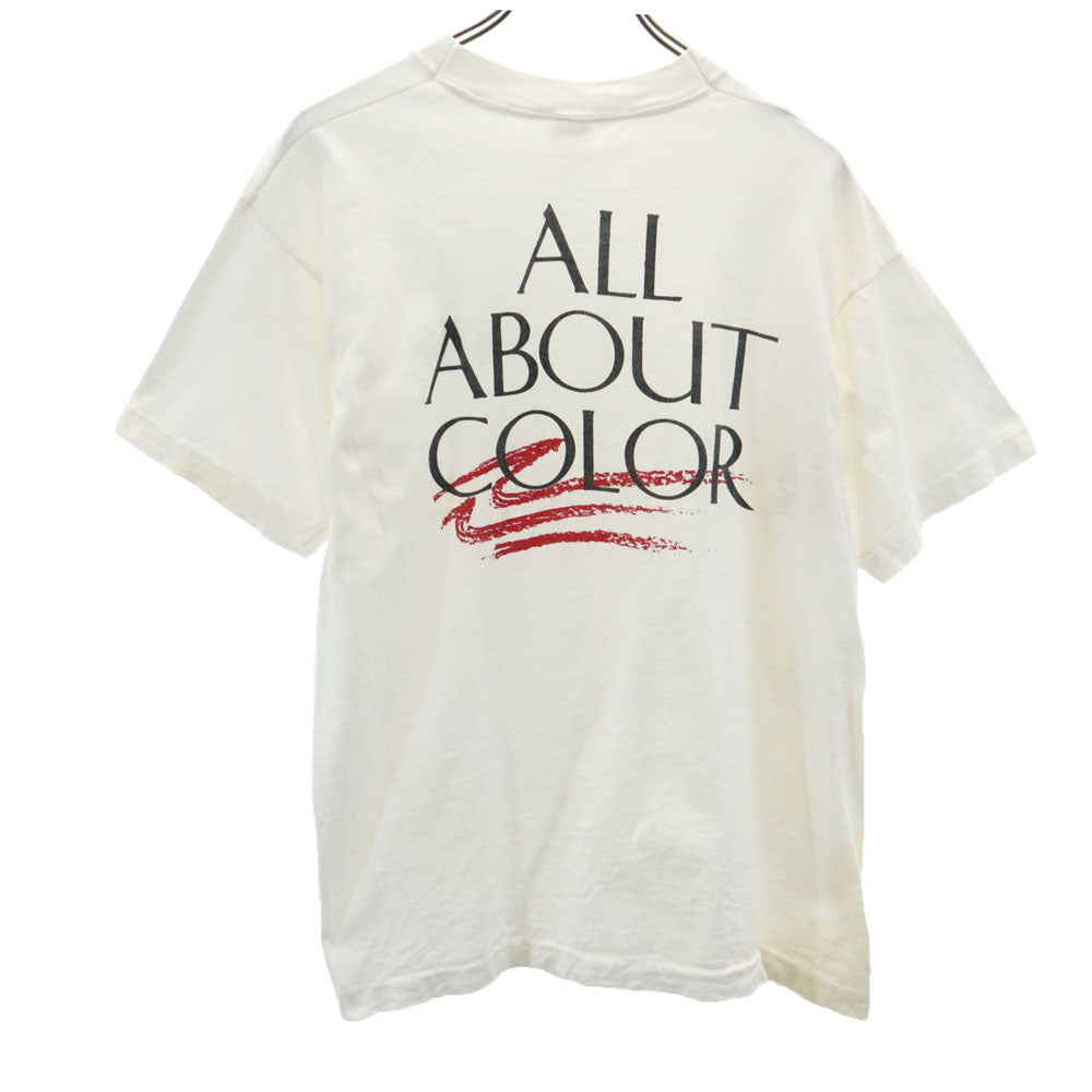 FRUIT OF THE LOOM フルーツオブザルーム 90s USA製 バックプリント 半袖 Tシャツ L ホワイト系 シングルステッチ オールド メンズ