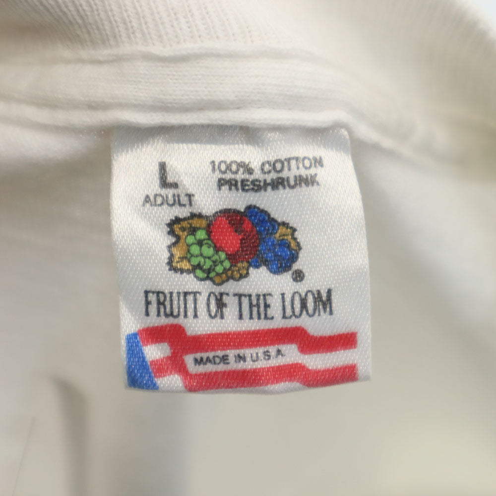 FRUIT OF THE LOOM フルーツオブザルーム 90s USA製 バックプリント 半袖 Tシャツ L ホワイト系 シングルステッチ オールド メンズ