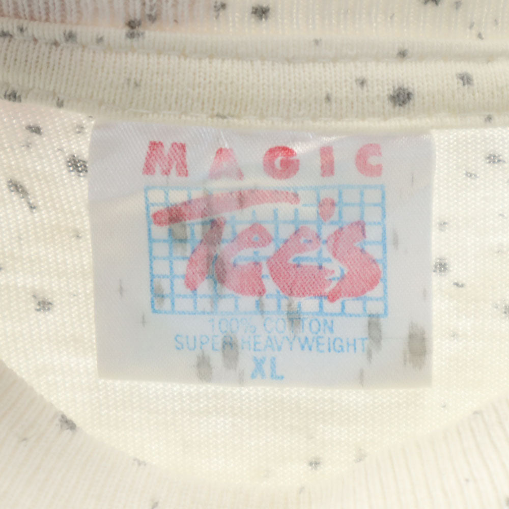 MAGIC Tees 90s 総柄 プリント 半袖 Tシャツ XL ホワイト系 シングルステッチ オールド メンズ