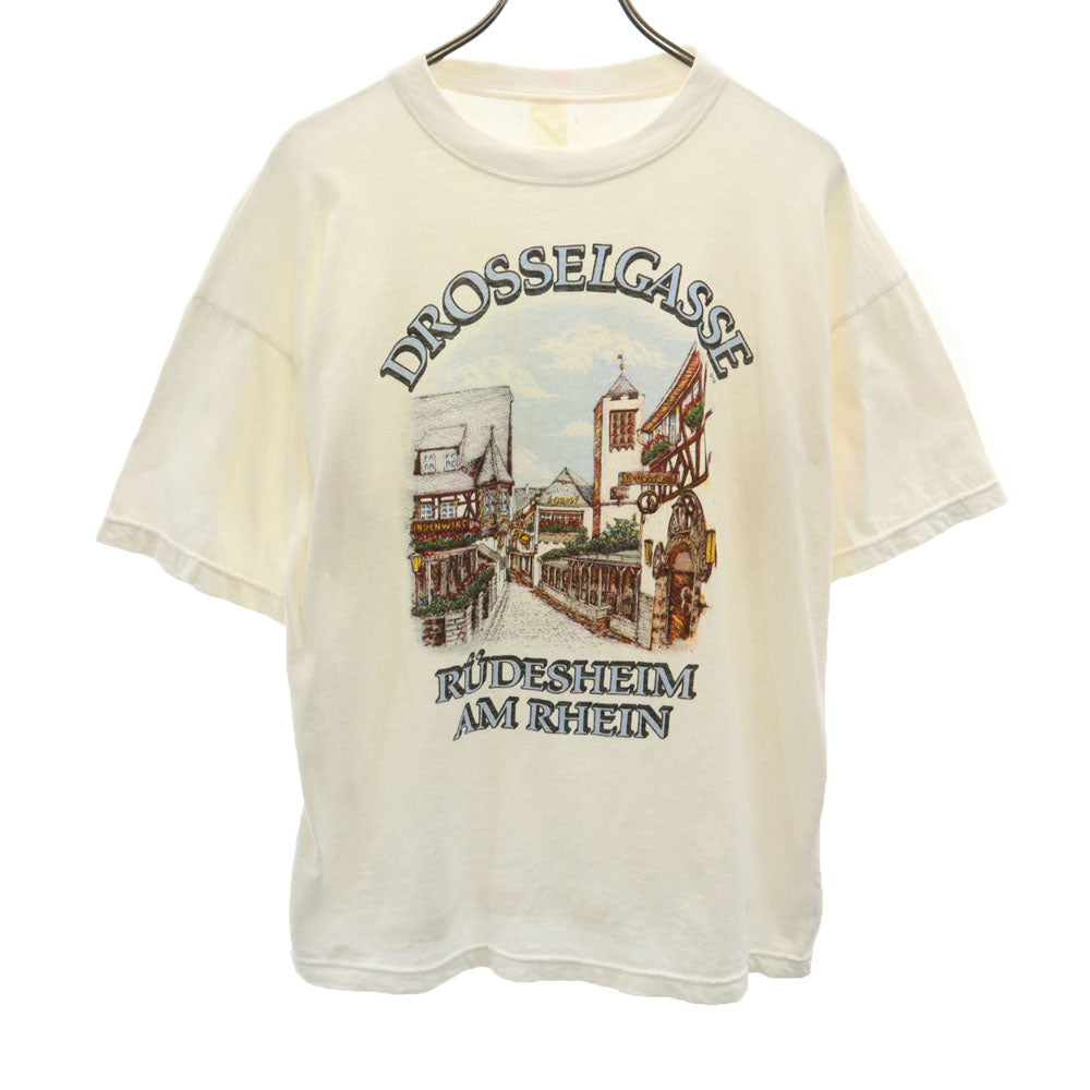 OLD オールド 90s 00s プリント 半袖 Tシャツ アイボリー メンズ