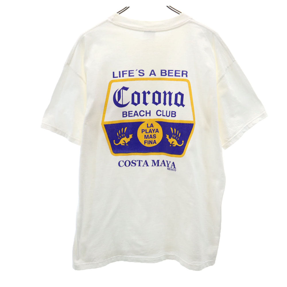 M&O 90s 00s コロナビール バックプリント 半袖 Tシャツ ホワイト M&O Corona Extra オールド メンズ