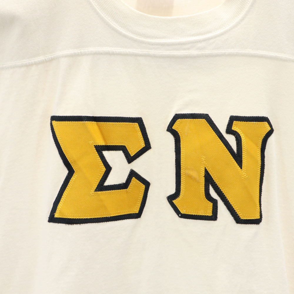 イーグル ユーエスエー 90s USA製 カレッジ 半袖 ゲーム Tシャツ M アイボリー系 袖リブ オールド レディース