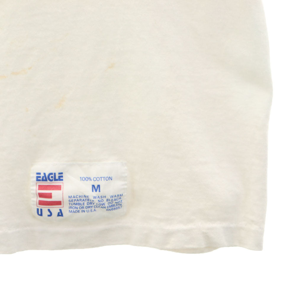 イーグル ユーエスエー 90s USA製 カレッジ 半袖 ゲーム Tシャツ M アイボリー系 袖リブ オールド レディース