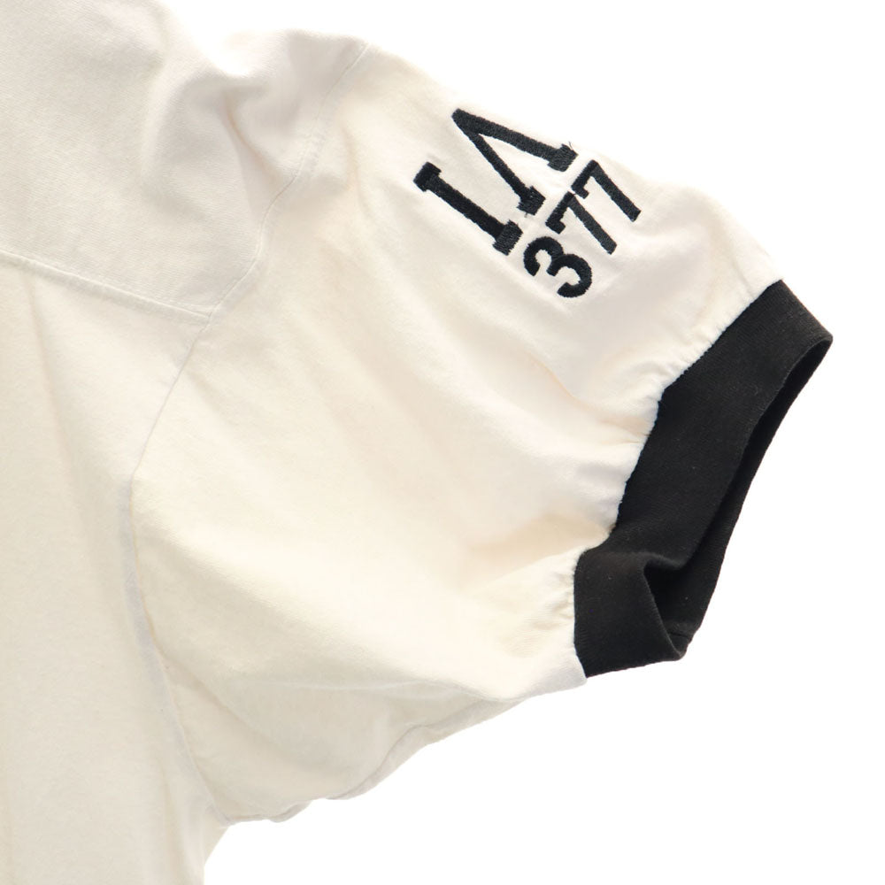 イーグル ユーエスエー 90s USA製 カレッジ 半袖 ゲーム Tシャツ M アイボリー系 袖リブ オールド レディース