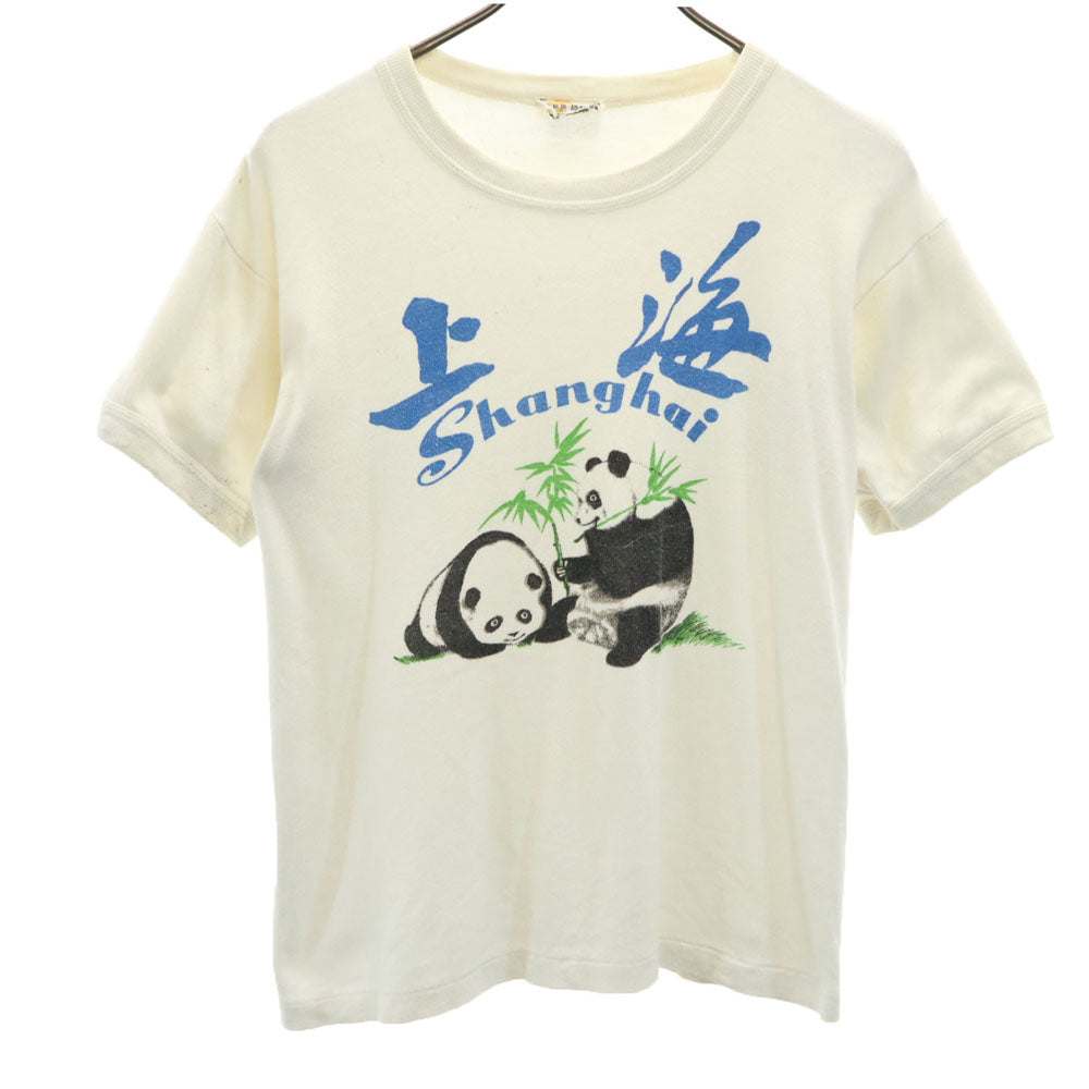 GOLDEN WHEEL オールド アニマル パンダ 半袖 トリム Tシャツ 36 アイボリー系 GOLDEN WHEEL メンズ