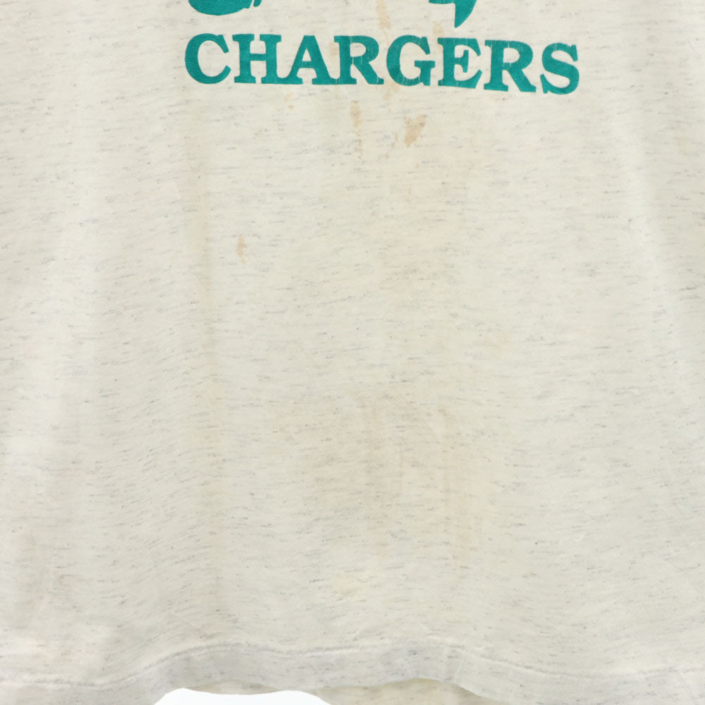 Celebrity sportswear 80s 90s カナダ製 CHEGWIN CHARGERS プリント 半袖 Tシャツ M ライトグレー シングルステッチ カレッジ オールド メンズ