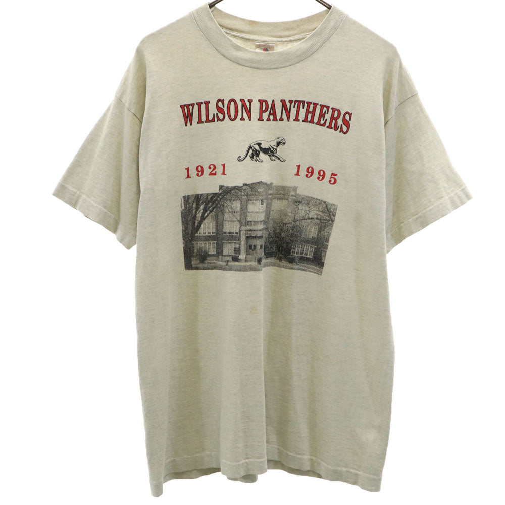 フルーツオブザルーム 90s USA製 WILSON PANTHERS 半袖 シングルステッチ オールド Tシャツ L グレージュ系 FRUIT OF THE LOOM メンズ