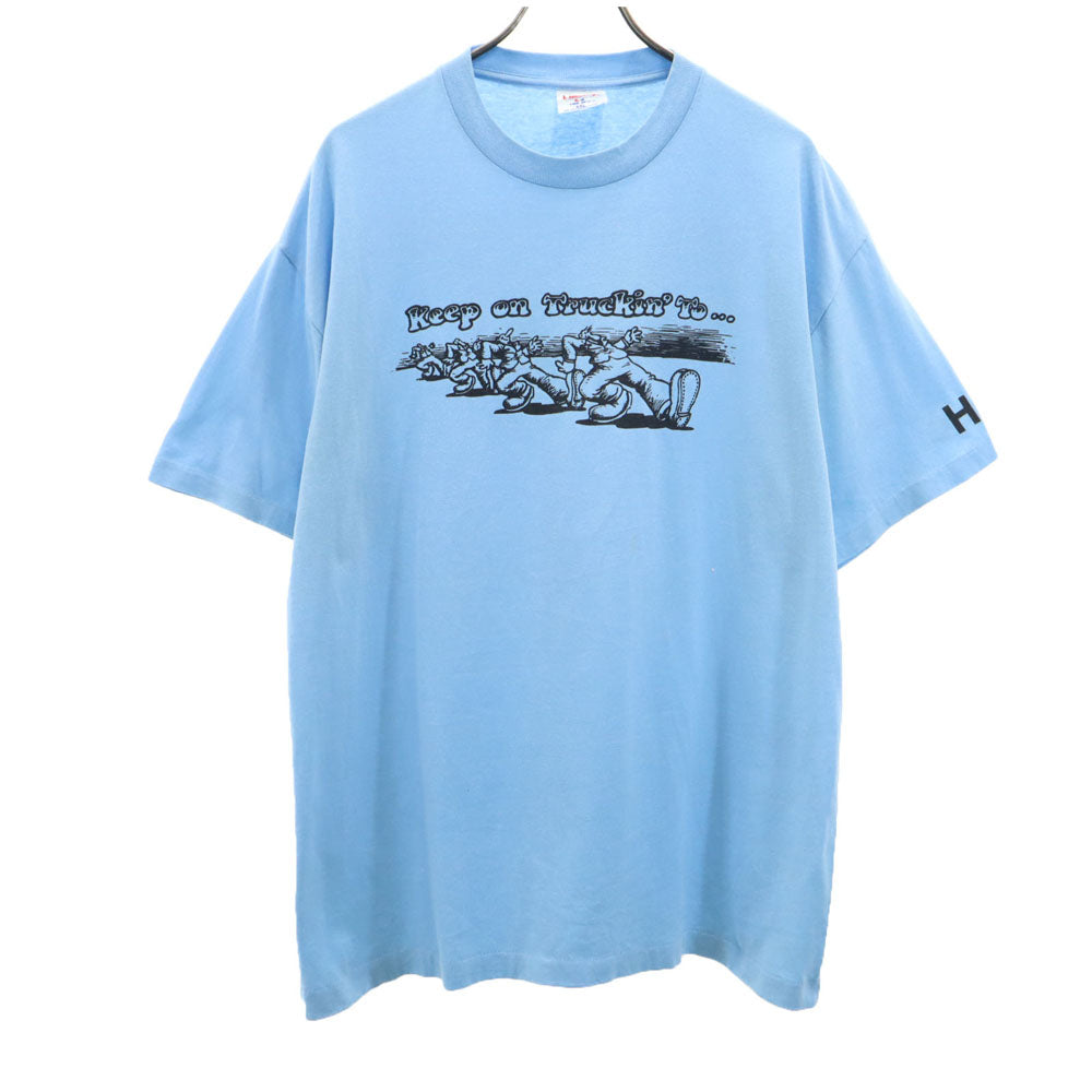 HeF-T ヘフト 90s USA製 半袖 シングルステッチ オールド Tシャツ XXL 水色 ビッグサイズ メンズ