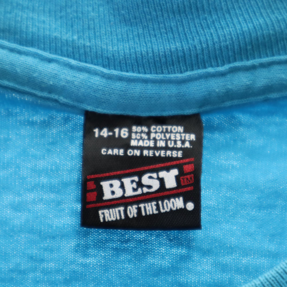 FRUIT OF THE LOOM フルーツオブザルーム 90s USA製 半袖 シングルステッチ オールド Tシャツ 14-16 水色 BEST キッズ