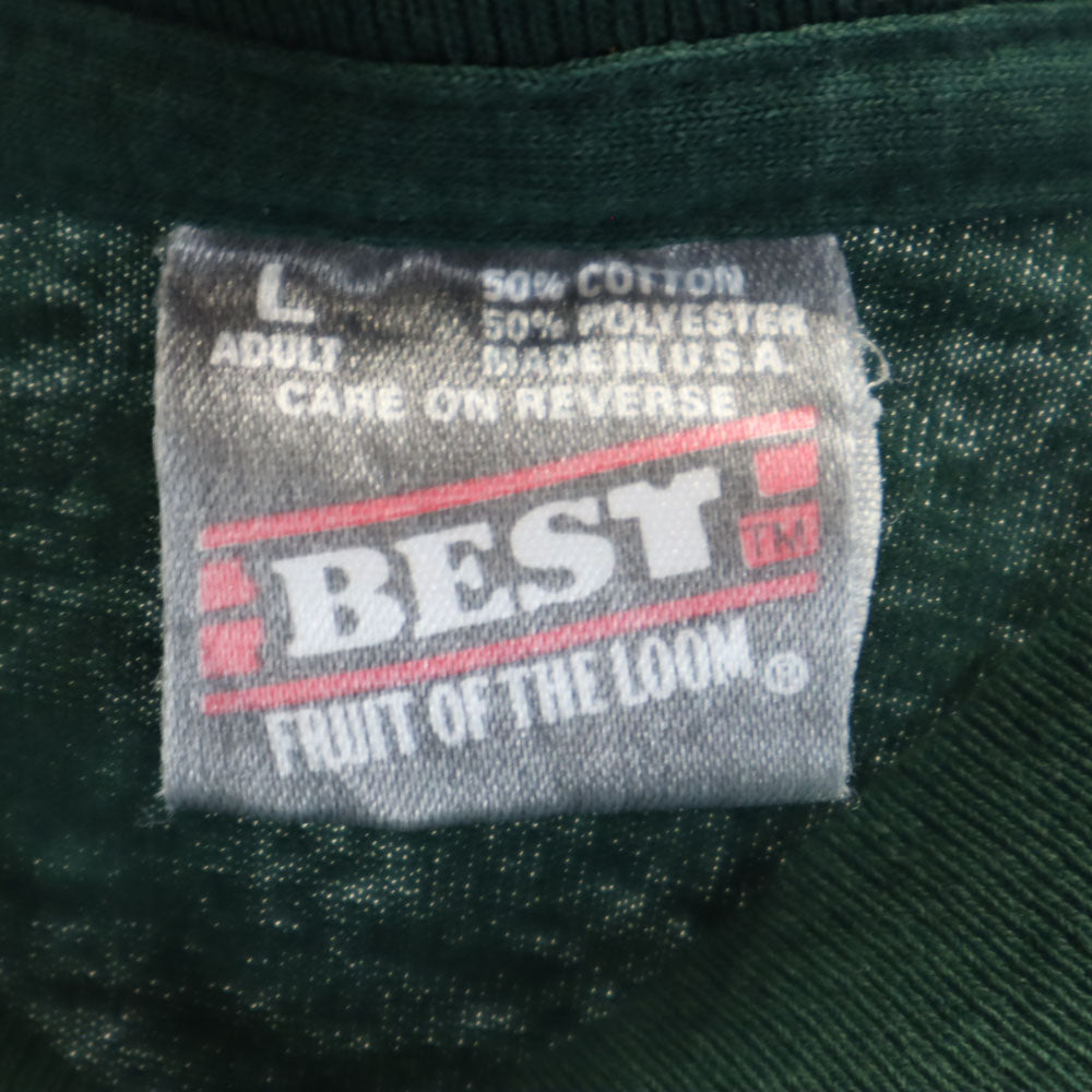 フルーツオブザルーム 90s USA製 オールド 半袖 シングルステッチ Tシャツ L グリーン FRUIT OF THE LOOM メンズ