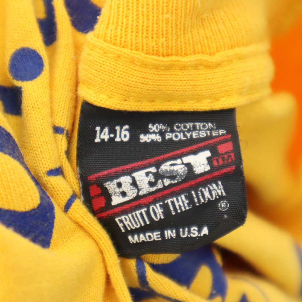 FRUIT OF THE LOOM フルーツオブザルーム 90s USA製 オールド 半袖 シングルステッチ Tシャツ 14-16 イエロー系 キッズ