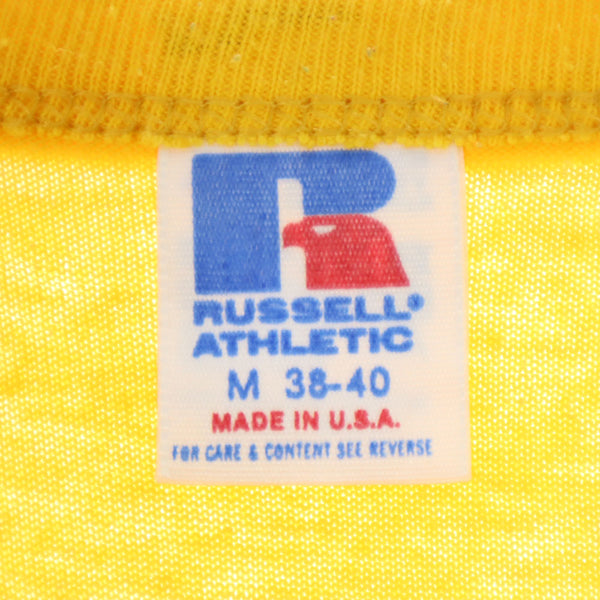 ラッセルアスレチック 80s USA製 ヴィンテージ 半袖 シングルステッチ Tシャツ M イエロー系 RUSSELL ATHLETIC メンズ