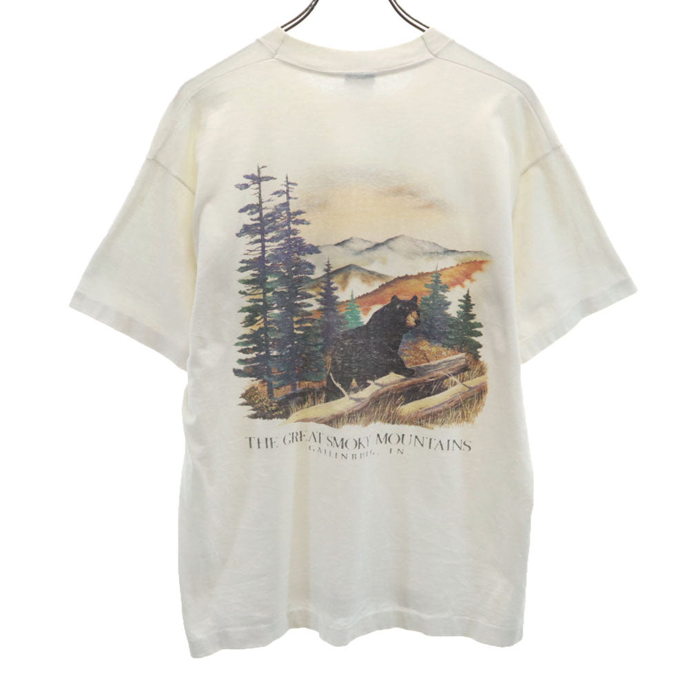 FRUIT OF THE LOOM フルーツオブザルーム 90s USA製 オールド グレート・スモーキー・マウンテンズ 半袖 シングルステッチ Tシャツ L オフホワイト BEST メンズ