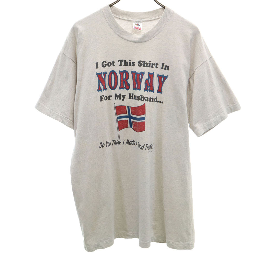 FRUIT OF THE LOOM フルーツオブザルーム 90s USA製 オールド ノルウェー 半袖 Tシャツ XL グレー シングルステッチ メンズ