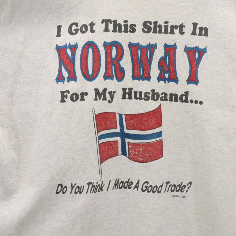 FRUIT OF THE LOOM フルーツオブザルーム 90s USA製 オールド ノルウェー 半袖 Tシャツ XL グレー シングルステッチ メンズ