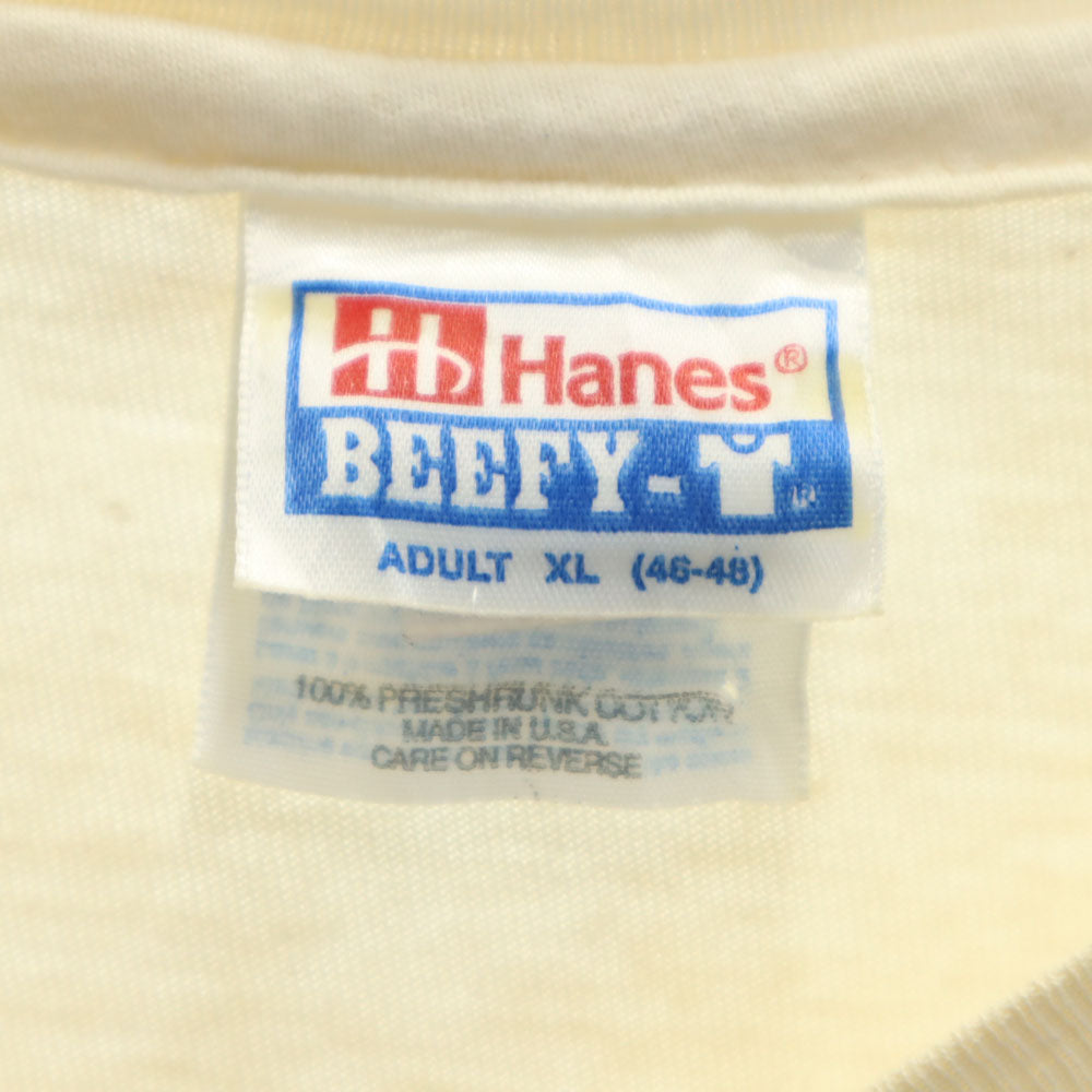 Hanes ヘインズ 90s USA製 オールド 半袖 シングルステッチ Tシャツ XL アイボリー系 BEEFY-T 機関車 メンズ