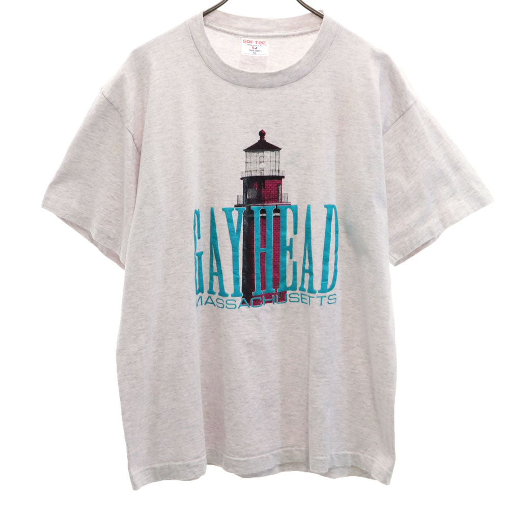 SOF Tee 90s USA製 オールド GAY HEAD 半袖 シングルステッチ Tシャツ XL ライトグレー メンズ
