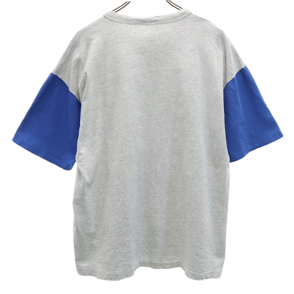 OLD オールド 90s バイカラー 半袖 シングルステッチ ヘンリーネック Tシャツ ライトグレー ボウリング メンズ