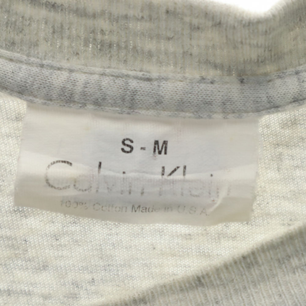Calvin klein カルバンクライン 90s USA製 オールド ロゴプリント 半袖 シングルステッチ Tシャツ S-M グレー系 メンズ