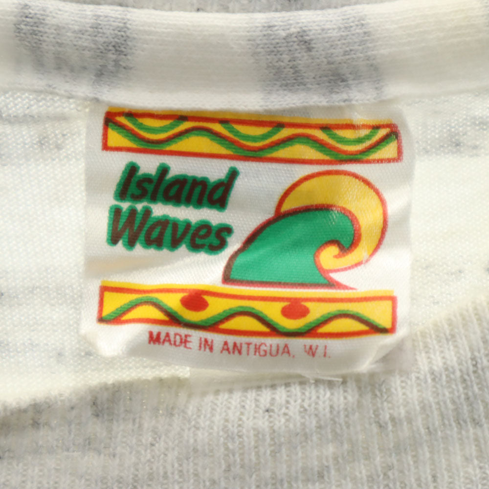 Island Waves 90s ボーダー 半袖 シングルステッチ オールド Tシャツ XL グレー系 メンズ