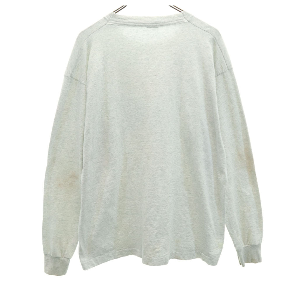 FRUIT OF THE LOOM フルーツオブザルーム 90s USA製 オールド プリント 長袖 シングルステッチ Tシャツ XL グレー系 ロンT メンズ