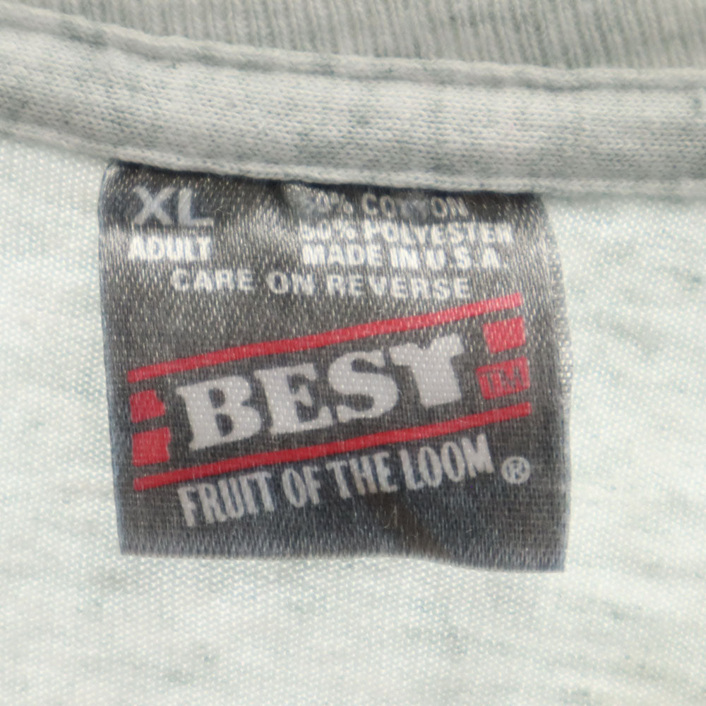 FRUIT OF THE LOOM フルーツオブザルーム 90s USA製 オールド プリント 長袖 シングルステッチ Tシャツ XL グレー系 ロンT メンズ