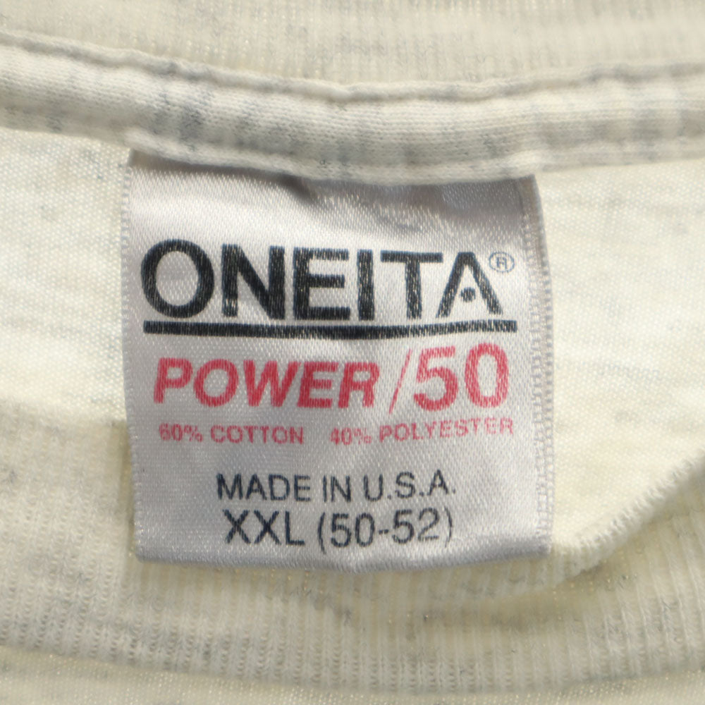 ONEITA オニータ 90s USA製 オールド プリント 半袖 シングルステッチ Tシャツ XXL グレー系 ビッグサイズ メンズ