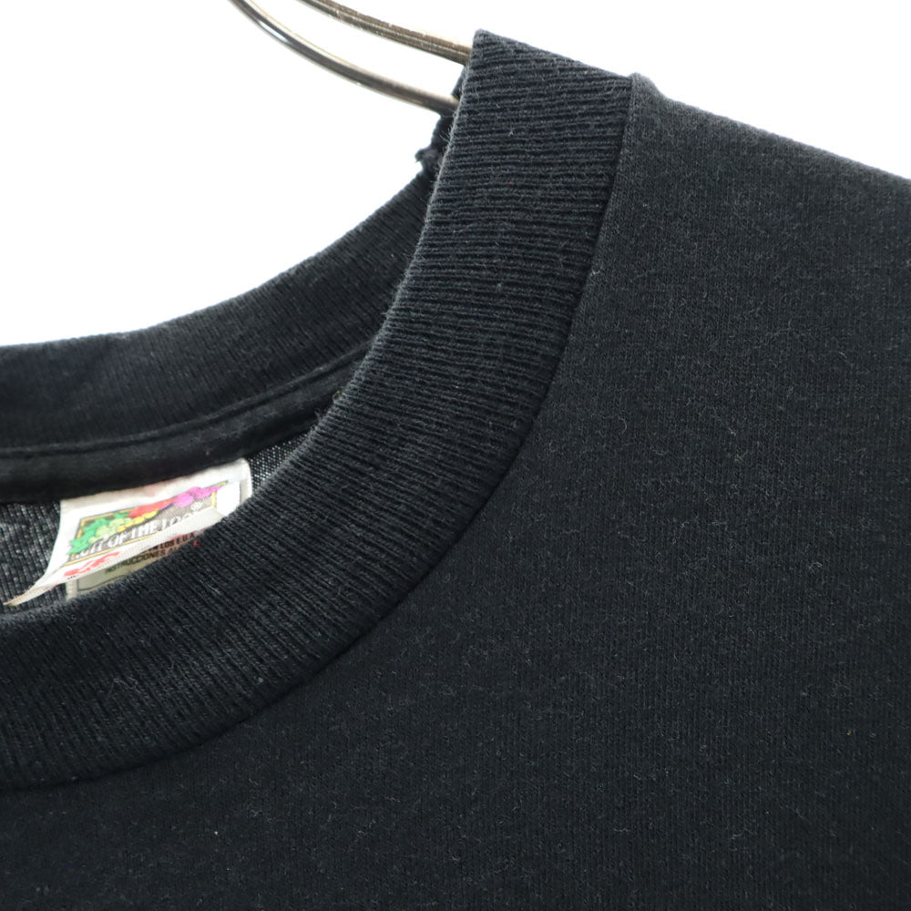 FRUIT OF THE LOOM フルーツオブザルーム 90s USA製 オールド シングルステッチ プリント 半袖 Tシャツ XL ブラック系 メンズ