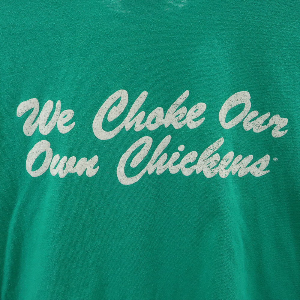 Hanes ヘインズ 80s 90s USA製 オールド シングルステッチ プリント 半袖 Tシャツ L グリーン系 メンズ