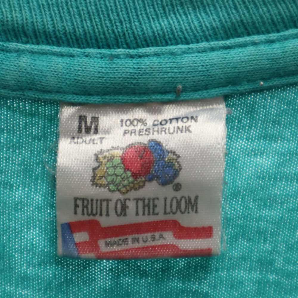 FRUIT OF THE LOOM フルーツオブザルーム 90s USA製 オールド シングルステッチ プリント 半袖 Tシャツ M グリーン系 メンズ