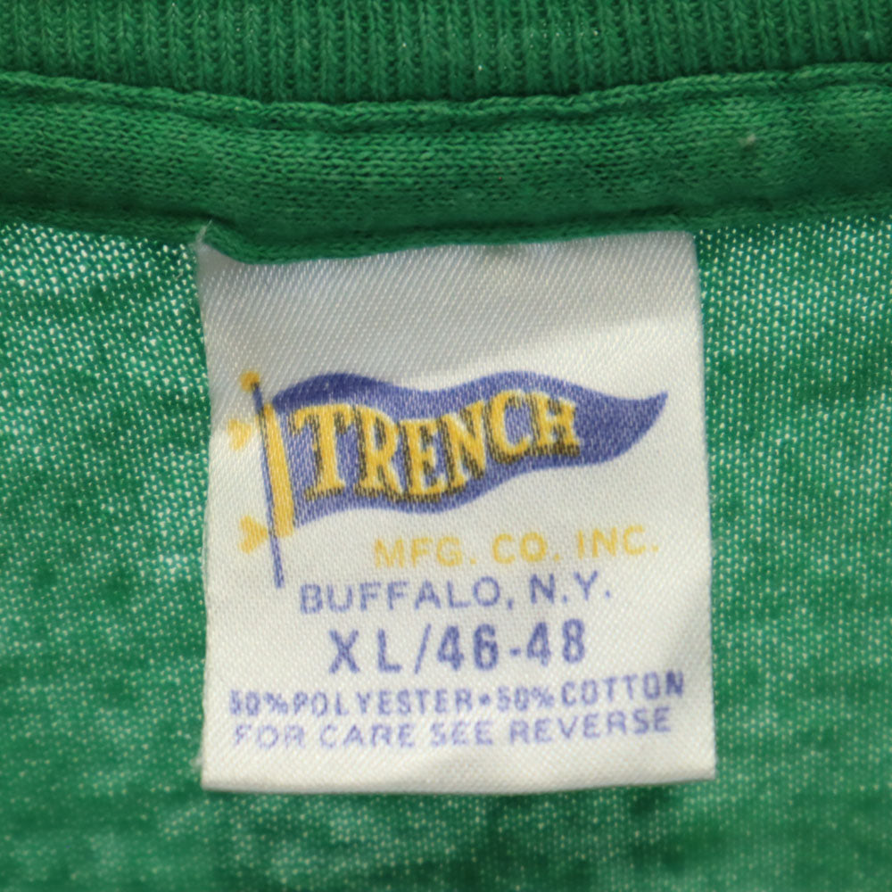 TRENCH トレンチ 80s USA製 ヴィンテージ 半袖 シングルステッチ Tシャツ XL グリーン メンズ
