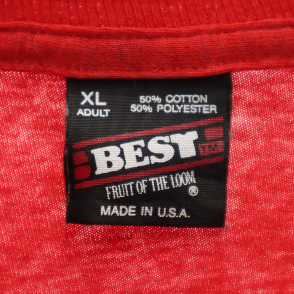 FRUIT OF THE LOOM フルーツオブザルーム 90s USA製 オールド BRUCE'S 長袖 Tシャツ XL レッド BEST ロンT シングルステッチ アニマル メンズ