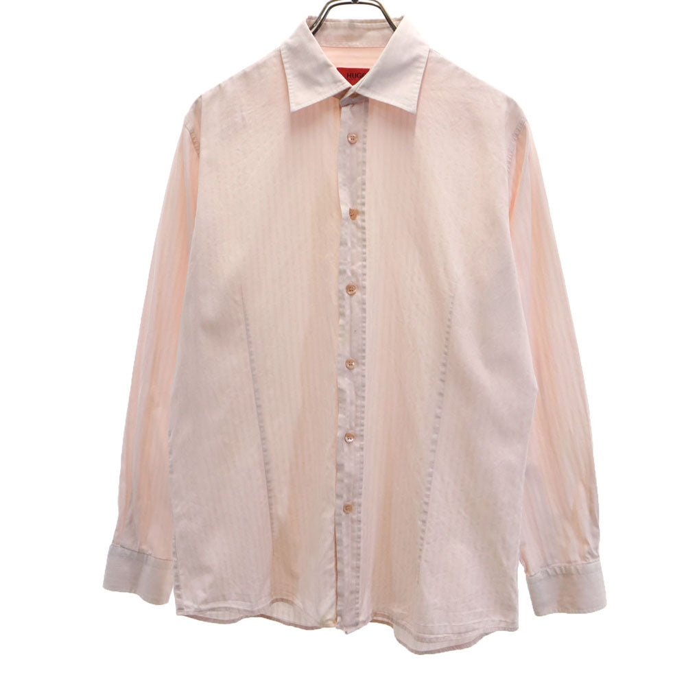 HUGO HUGO BOSS ヒューゴ ヒューゴボス ストライプ柄 長袖 シャツ L ピンク メンズ