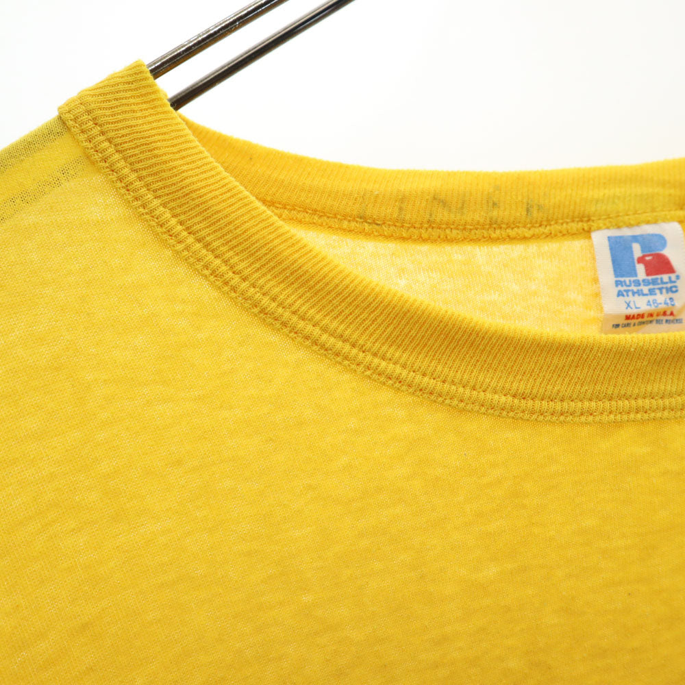 RUSSELL ATHLETIC ラッセルアスレチック 90s USA製 オールド シングルステッチ 半袖 Tシャツ XL イエロー メンズ