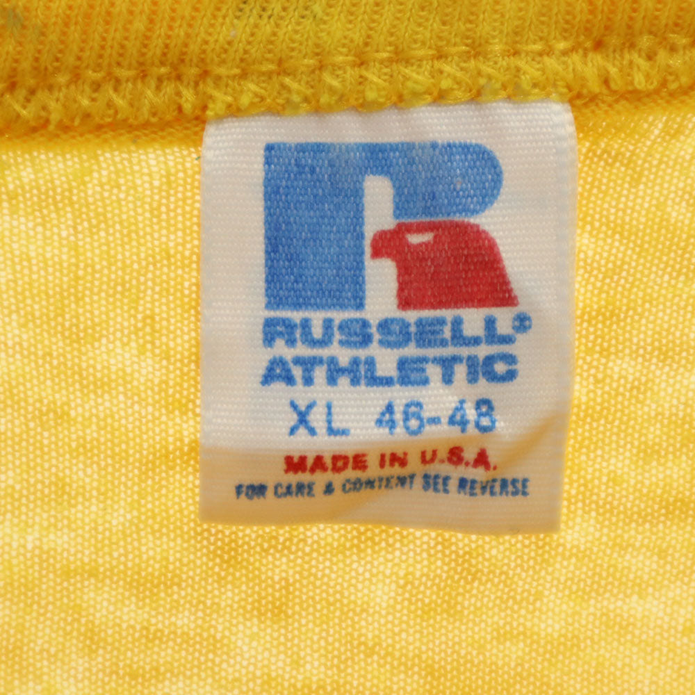 RUSSELL ATHLETIC ラッセルアスレチック 90s USA製 オールド シングルステッチ 半袖 Tシャツ XL イエロー メンズ