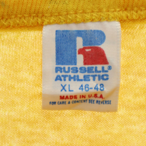 ラッセルアスレチック 90s USA製 オールド シングルステッチ 半袖 Tシャツ XL イエロー RUSSELL ATHLETIC メンズ