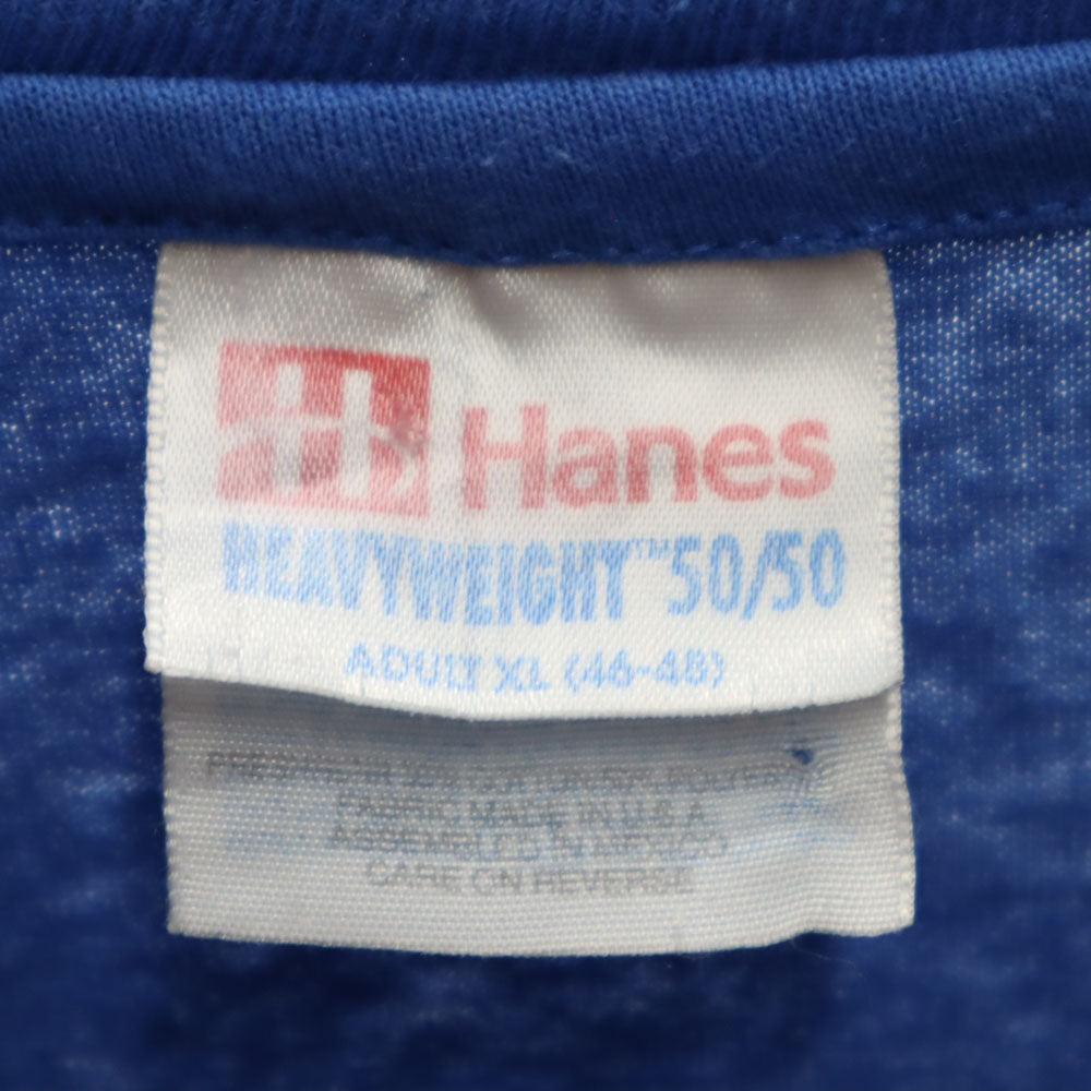 ヘインズ 90s USA製 オールド シングルステッチ 半袖 Tシャツ XL ブルー Hanes メンズ