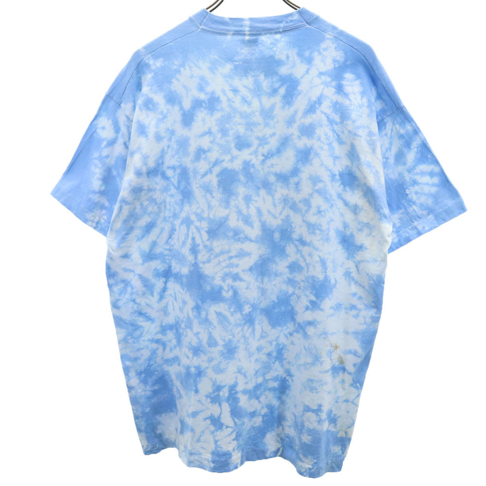 フルーツオブザルーム 90s USA製 オールド シングルステッチ タイダイ柄 半袖 Tシャツ XL 水色 FRUIT OF THE LOOM メンズ