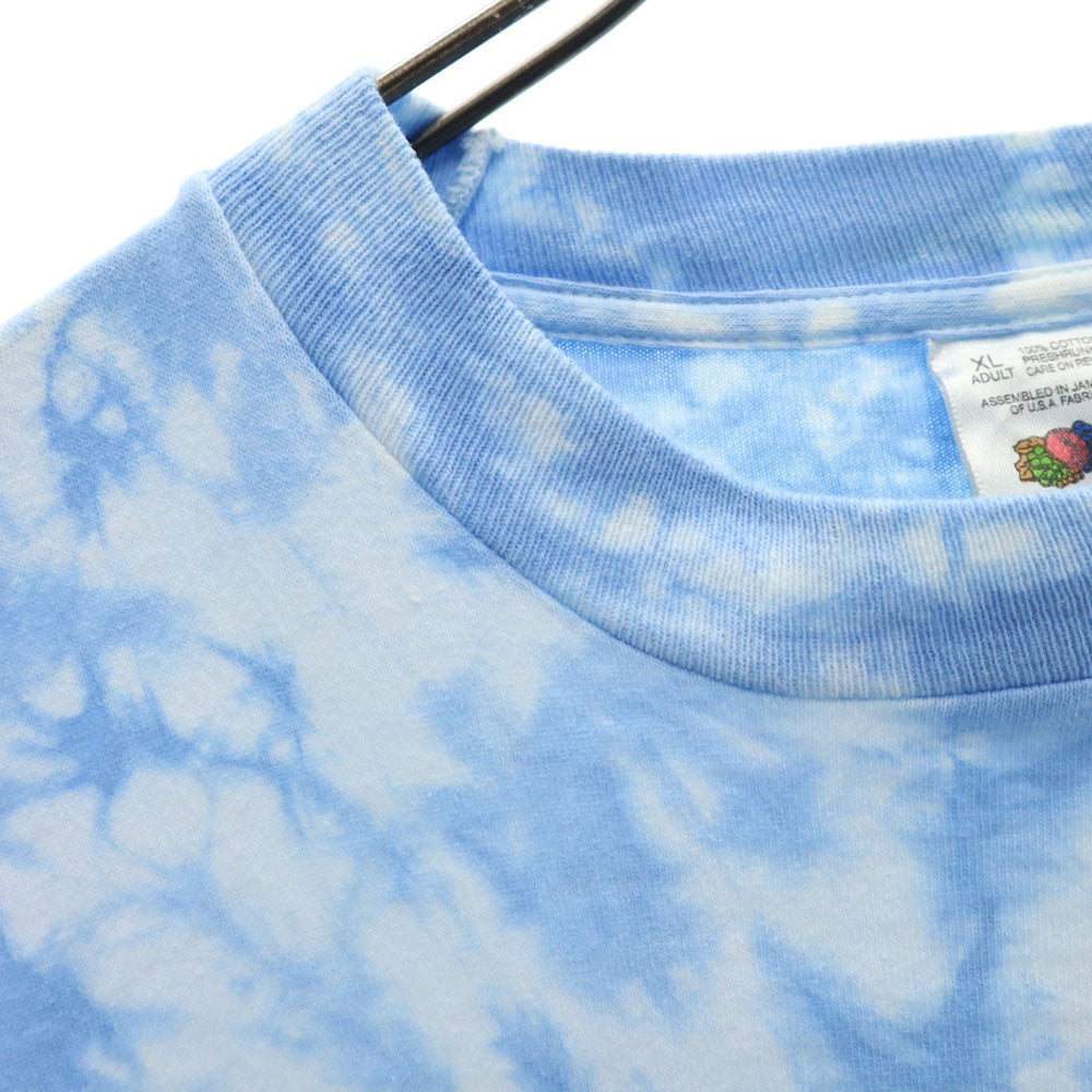 フルーツオブザルーム 90s USA製 オールド シングルステッチ タイダイ柄 半袖 Tシャツ XL 水色 FRUIT OF THE LOOM メンズ