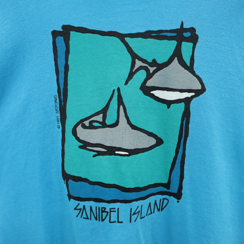 FRUIT OF THE LOOM フルーツオブザルーム 90s USA製 オールド 切り返し シャーク 半袖 Tシャツ XL 水色 シングルステッチ メンズ