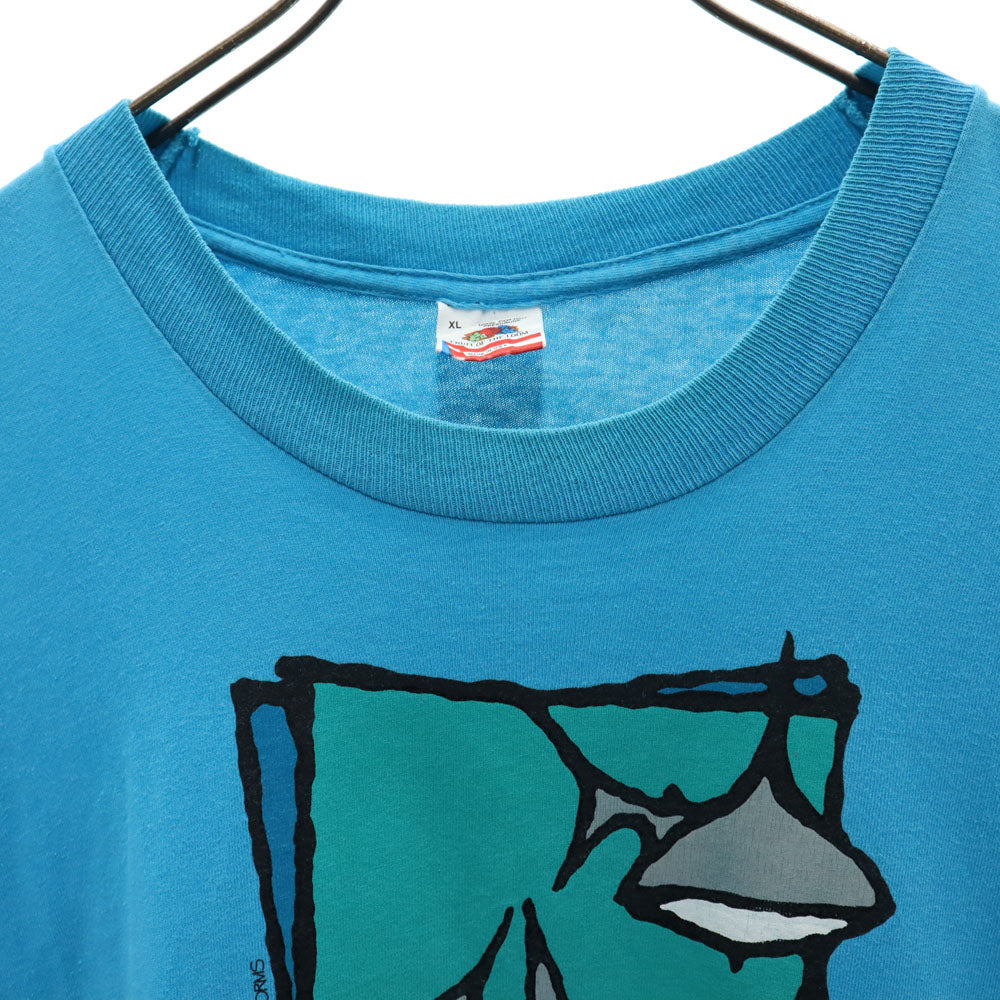 FRUIT OF THE LOOM フルーツオブザルーム 90s USA製 オールド 切り返し シャーク 半袖 Tシャツ XL 水色 シングルステッチ メンズ