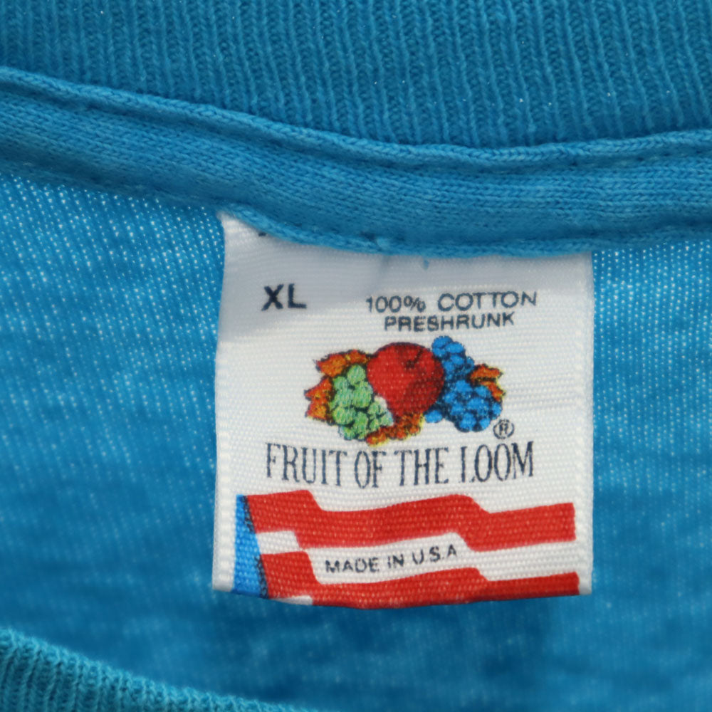 FRUIT OF THE LOOM フルーツオブザルーム 90s USA製 オールド 切り返し シャーク 半袖 Tシャツ XL 水色 シングルステッチ メンズ
