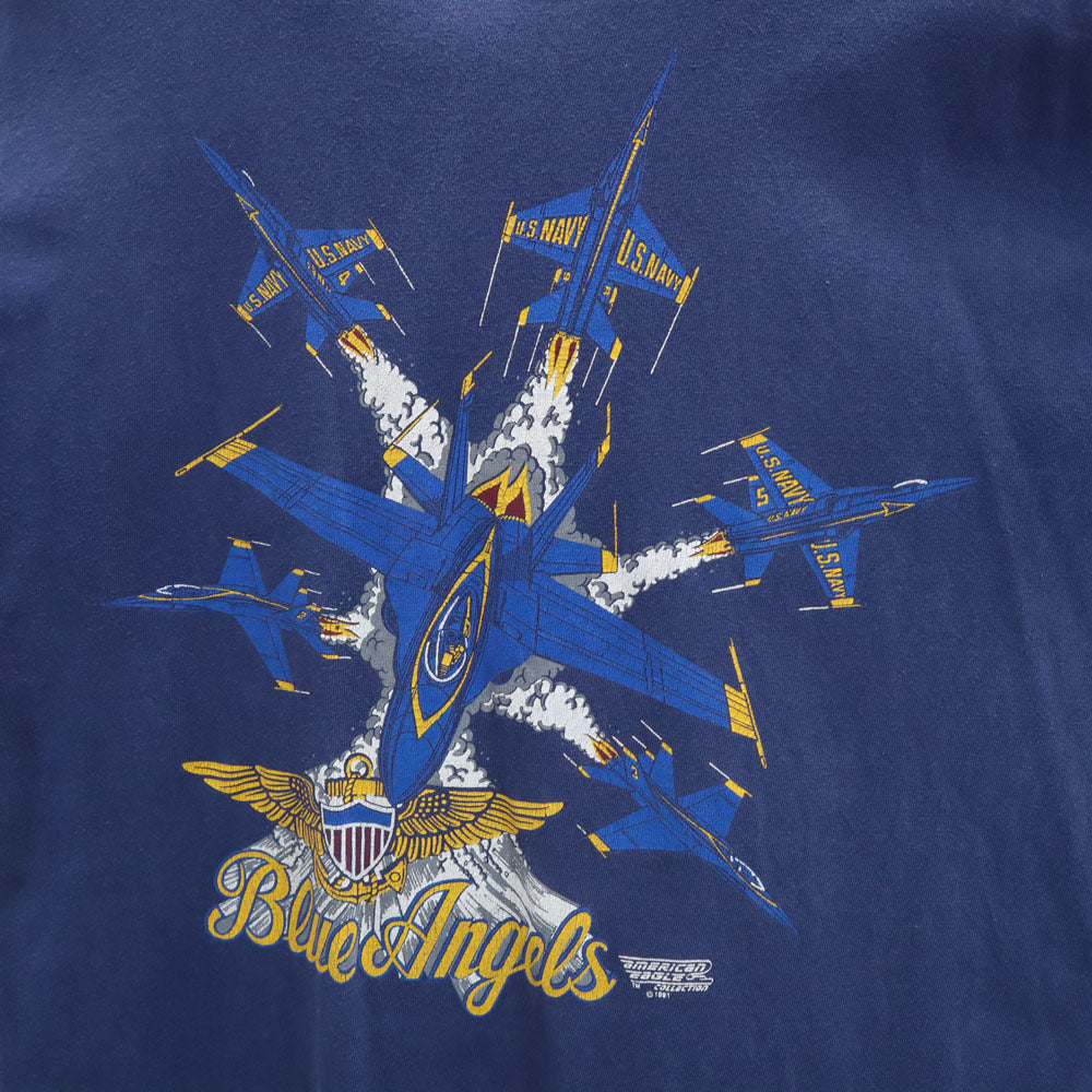 ヘインズ 90s USA製 アメリカ海軍 ブルーエンジェルス 半袖 Tシャツ L ネイビー Hanes BEEFY-T シングルステッチ アクロバット飛行隊  U.S. Navy Blue Angels メンズ