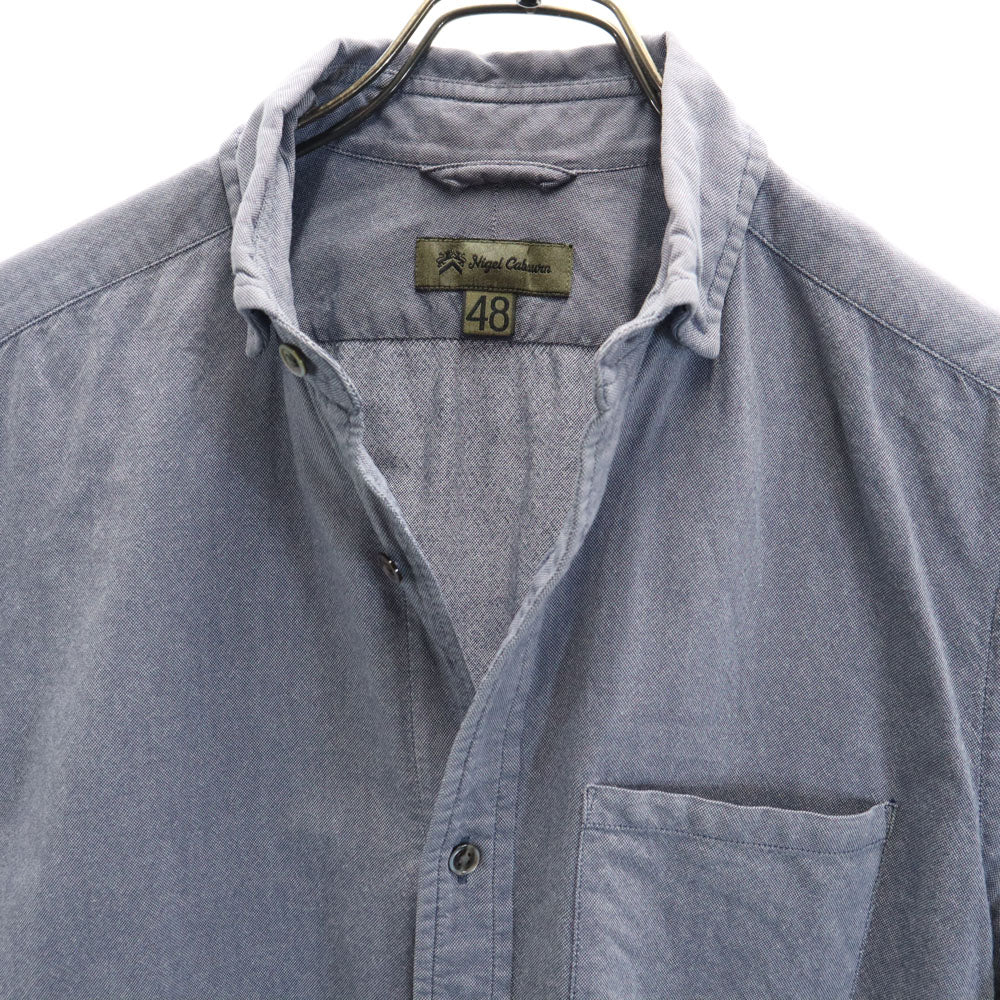 ナイジェルケーボン 半袖 ライトオックスフォード シャツ 48 チャコールネイビー系 Nigel Cabourn レディース