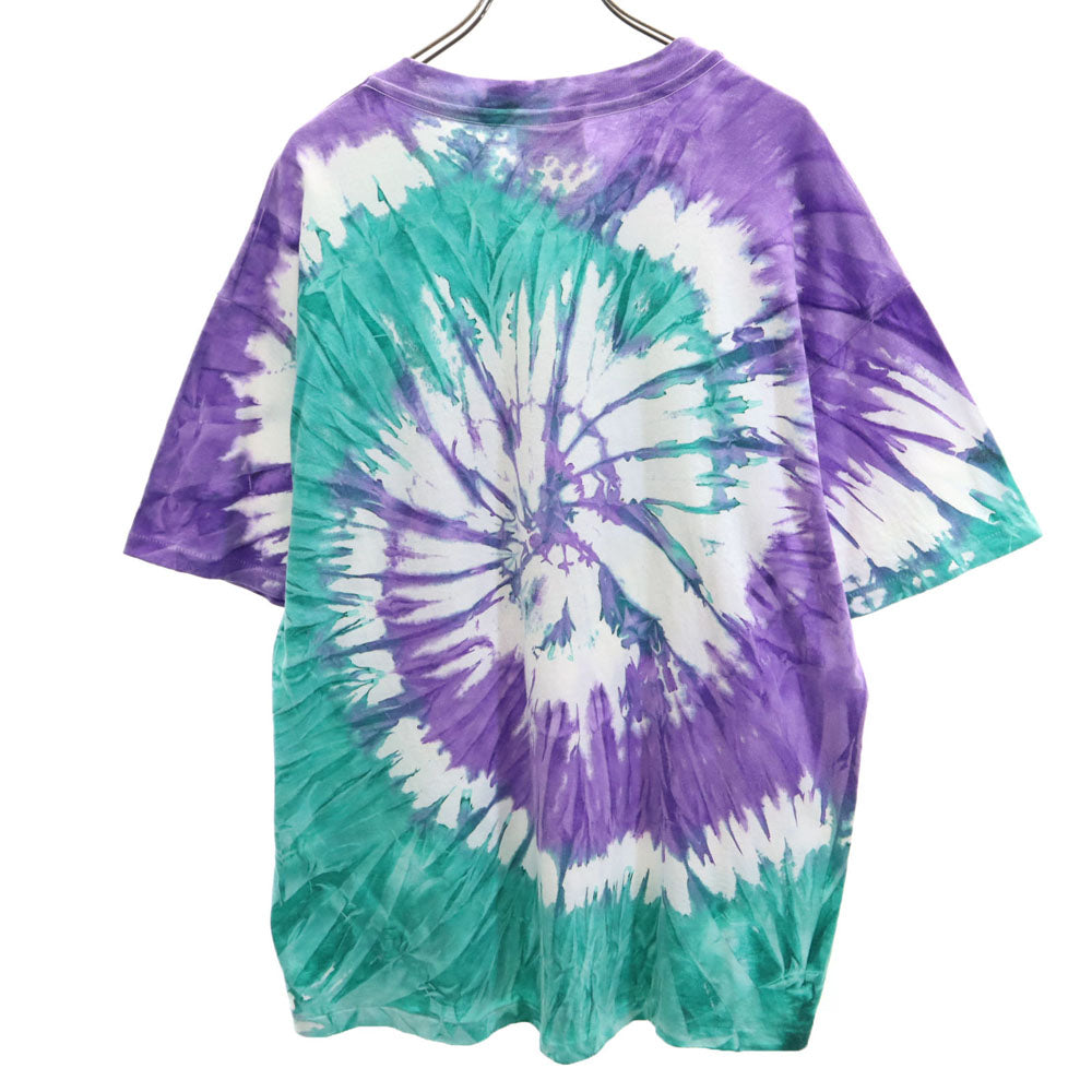OLD オールド 90s USA製 タイダイ柄 イルカ 半袖 Tシャツ ONESIZE パープル シングルステッチ ポケT メンズ