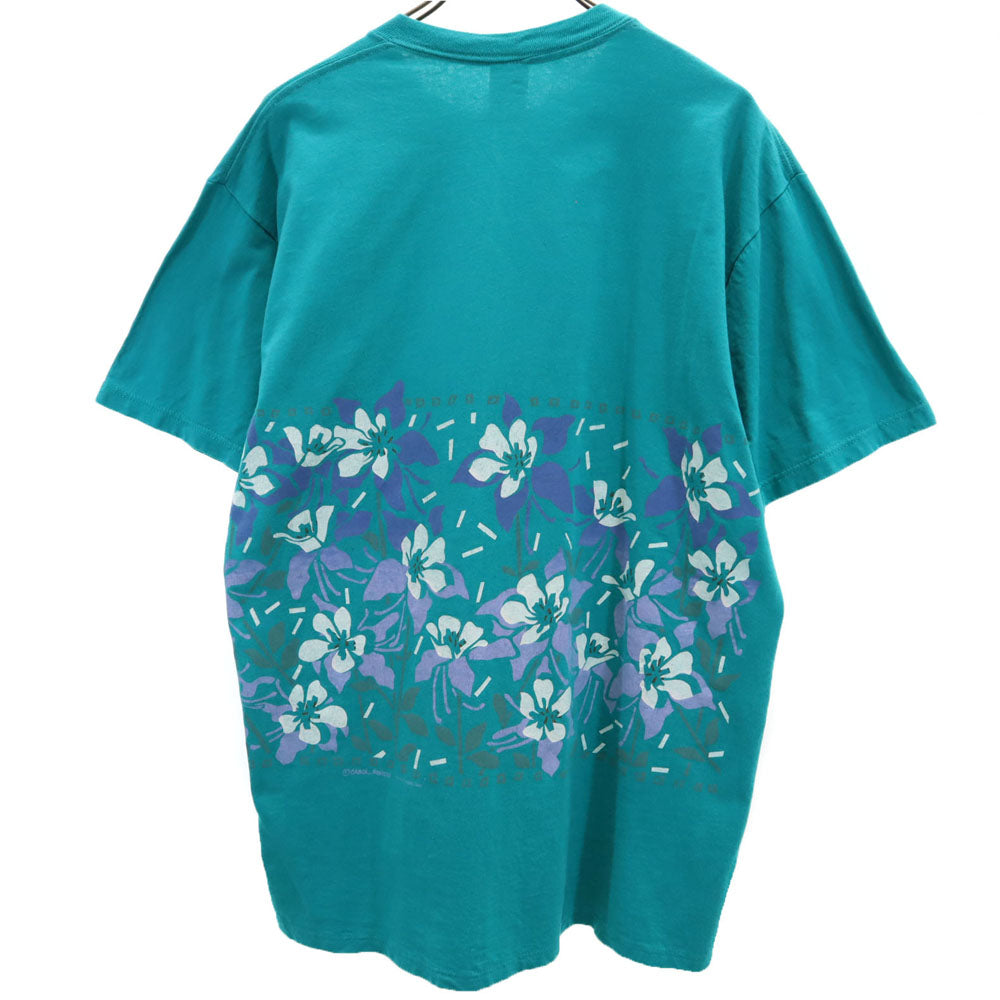 JERZEES ジャージーズ 90s USA製 オールド 花柄 半袖 Tシャツ L エメラルドグリーン メンズ