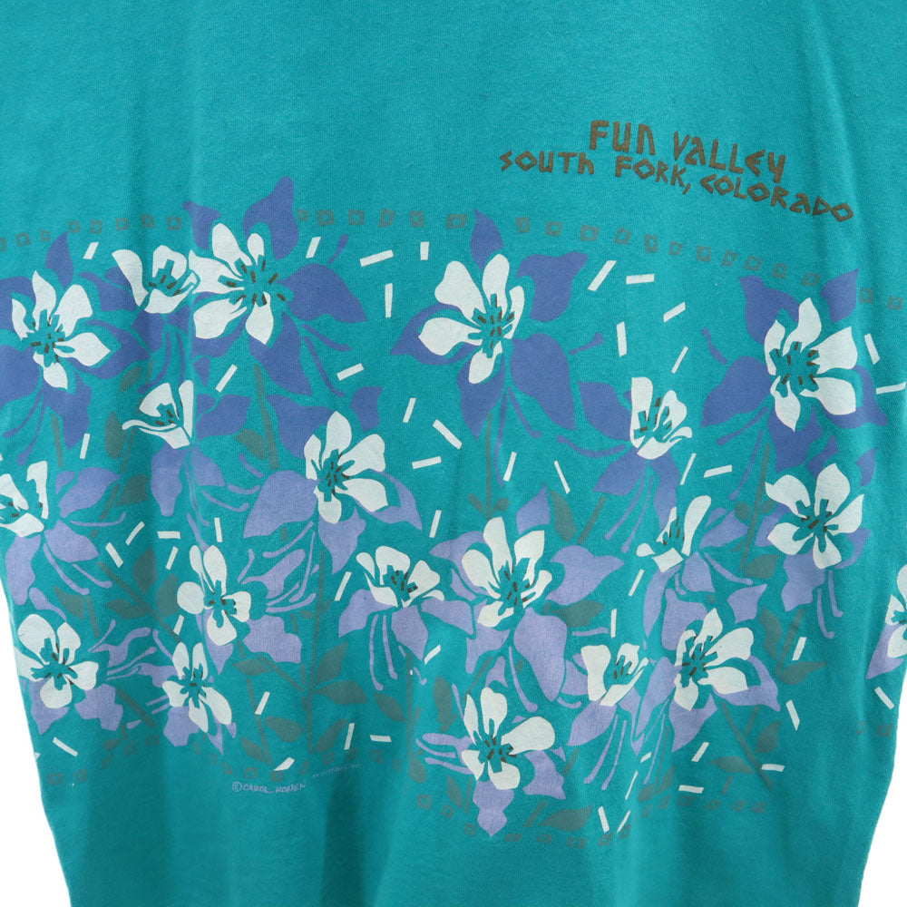 JERZEES ジャージーズ 90s USA製 オールド 花柄 半袖 Tシャツ L エメラルドグリーン メンズ